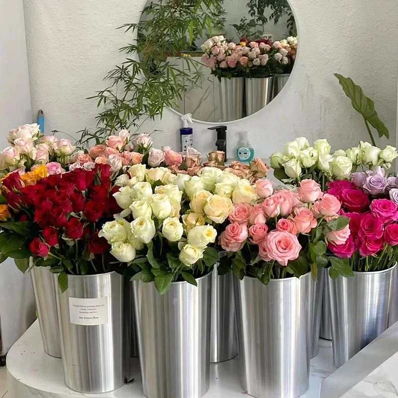 1pcs Flower Raising and Awakening Aluminum Bucket Watergrass Cultivation Flower Arrangement Bucket Shop Decoration Flower Bucket