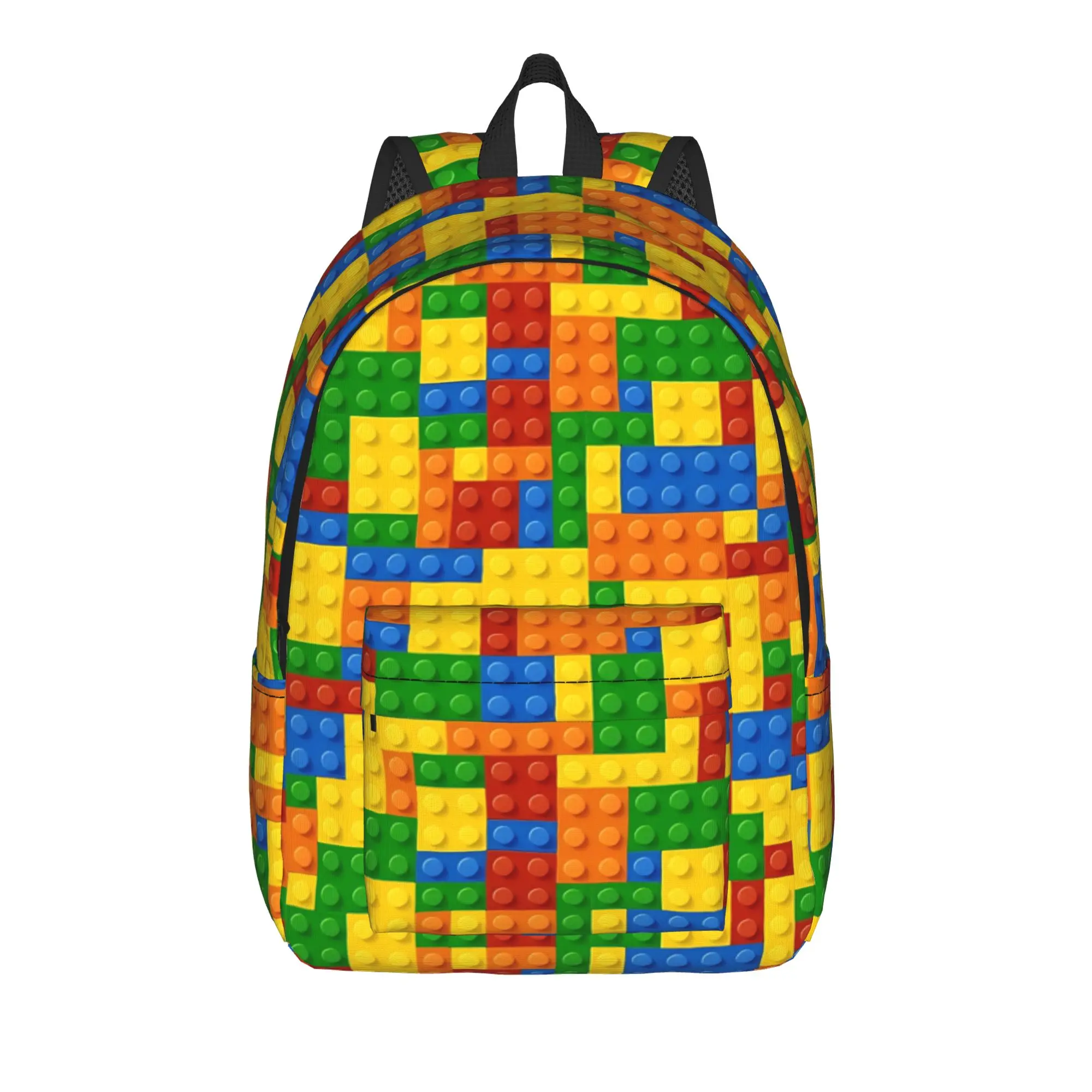 Playing Blocks Pattern  Backpack Male  Pattern Backpacks Polyester Kawaii School Bags Outdoor Custom Rucksack