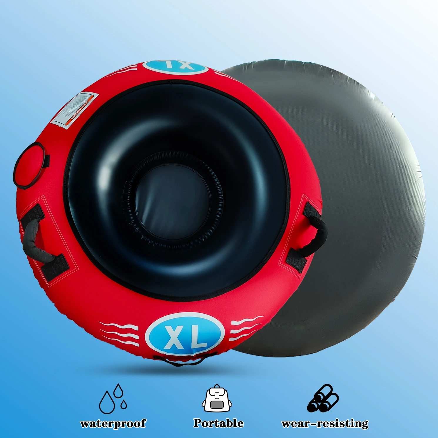 PVC Inflatable Snow Tube, PVC Material, 800D High-density Nylon Canvas with Seat Cushion, Suitable for Skiing and Grass Skiing.