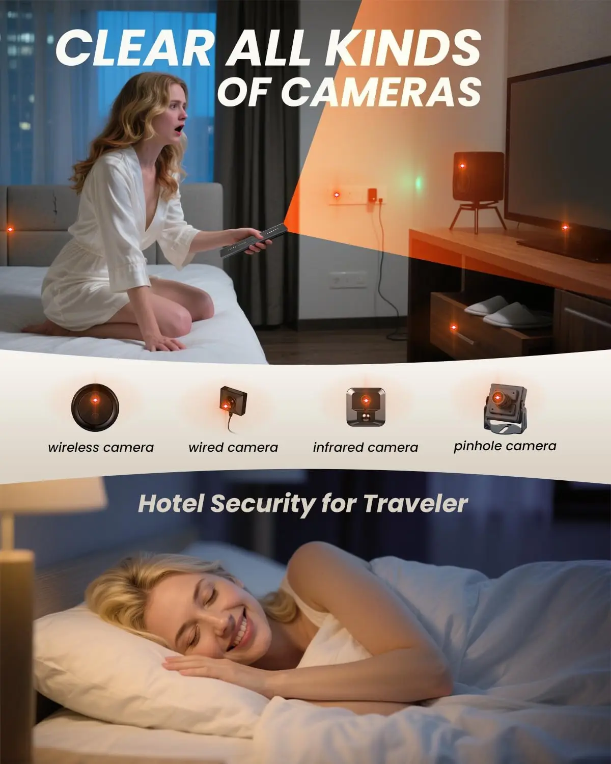 Anti Spy Hidden Camera Detection Anti-Spy GPS Tracker Listening Device Bug RF Wireless Signal Scanner for Hotel Office Travel view 3