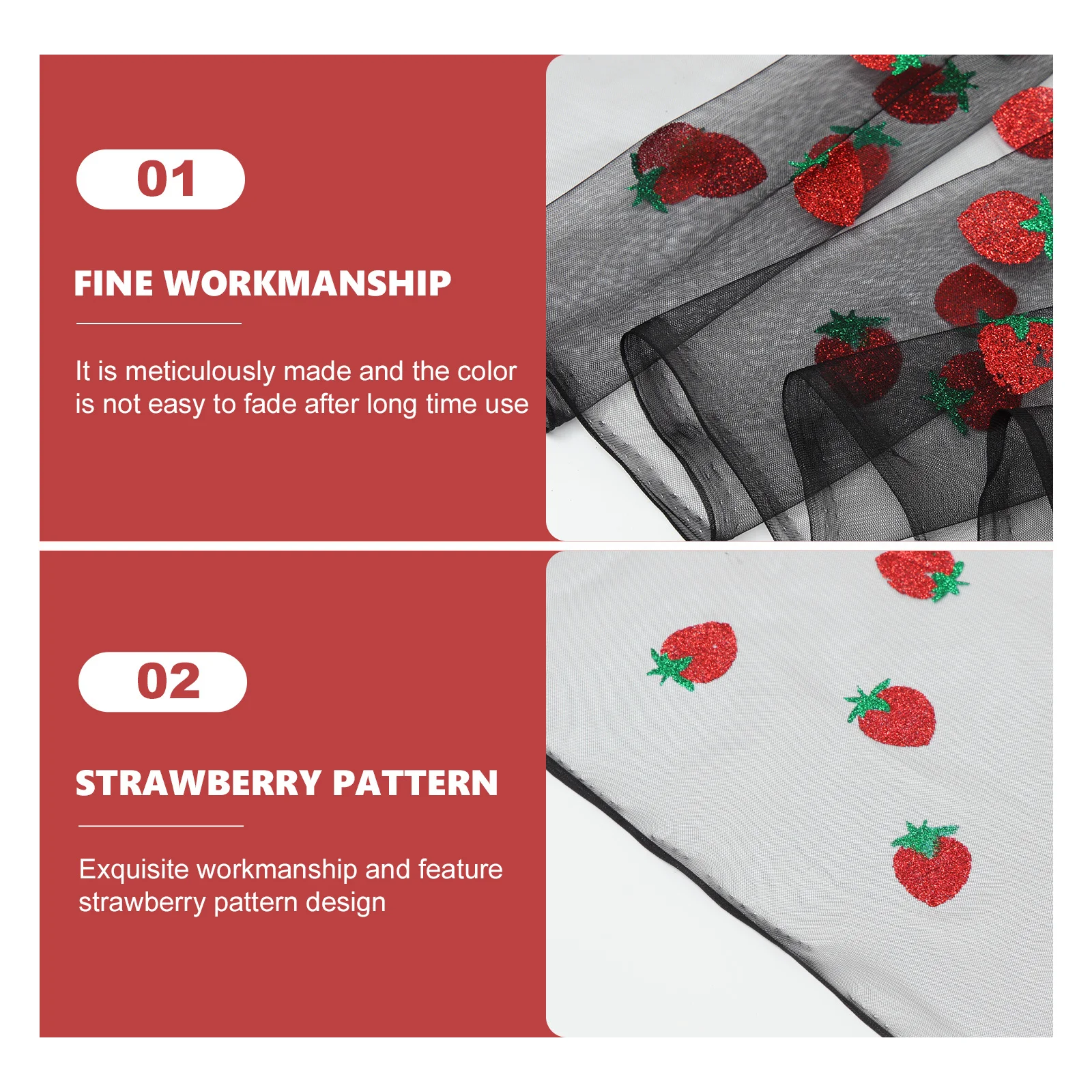 

VILLFUL Mesh Fabric Strawberry Sewing Material for Craft Dress Embroidery Multi-functional Household Accessory Convenient Tool