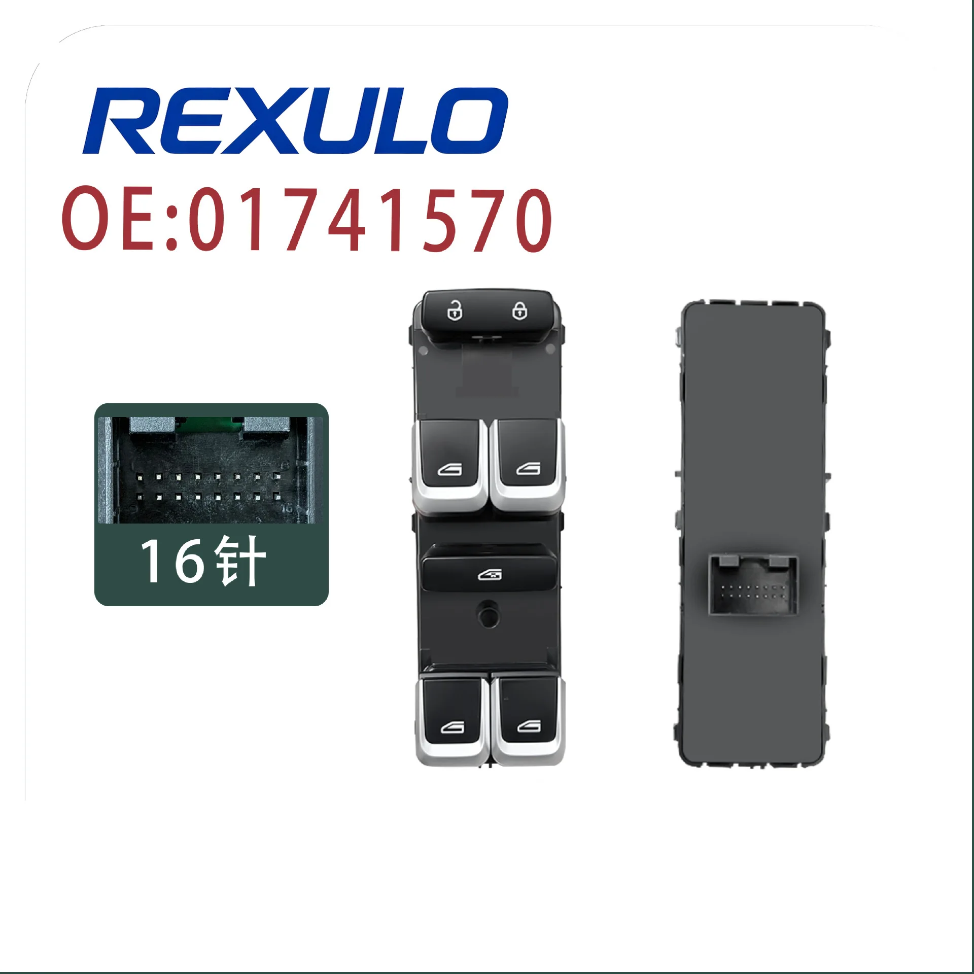 01741570 Master Power Window Switch for Geely Vision X6 2018 Xingyue 6600000636 9900004739 16 Pins White LED 6 Buttons LHD Auto