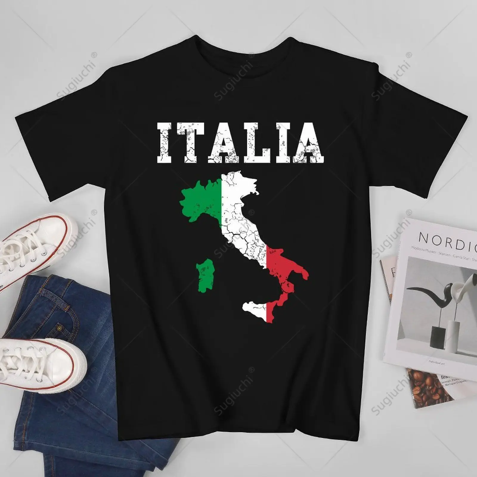 Unisex Men Italia Italy Flag Map Italian Italiano Family Tshirt Tees T Shirts Women Boys 100% Cotton T-Shirt