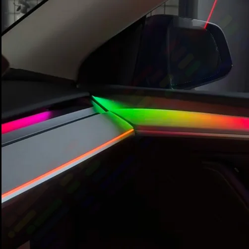 LED Decoration Light Strip 64Color RGB Symphony APP Adjustable Color Multiple Modes Comfort For Tesla Model S 2021-2022