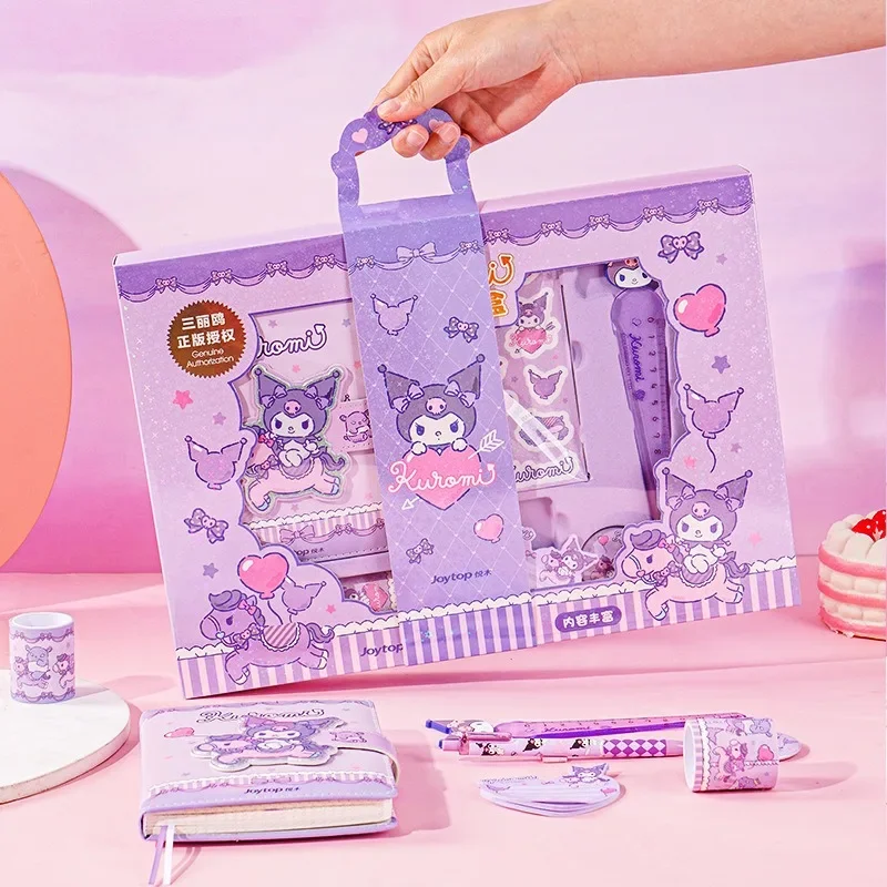 Sanrio Anime Kuromi My Melody A5 Handbook Set Gift Box Children Kawaii A6 Cinnamoroll Cute Student Stationery Pen Birthday Gifts