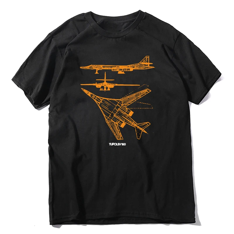 Russian Military Aircraft Tu-160 White Swan Bomber Line Art . Summer Cotton O-Neck Short Sleeve Mens  New S-3XL