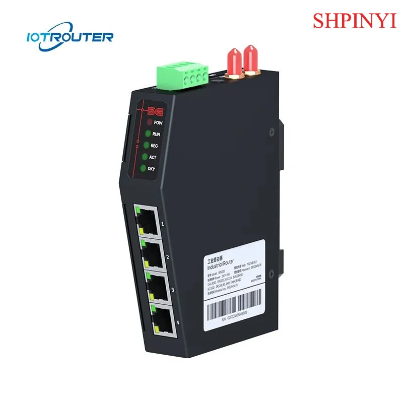 M2M MQTT Modbus Industrial Cellular Router for River Monitoring Flood Control 1RS485 4LAN 5G Industrial Router 1000Mbps Max LAN