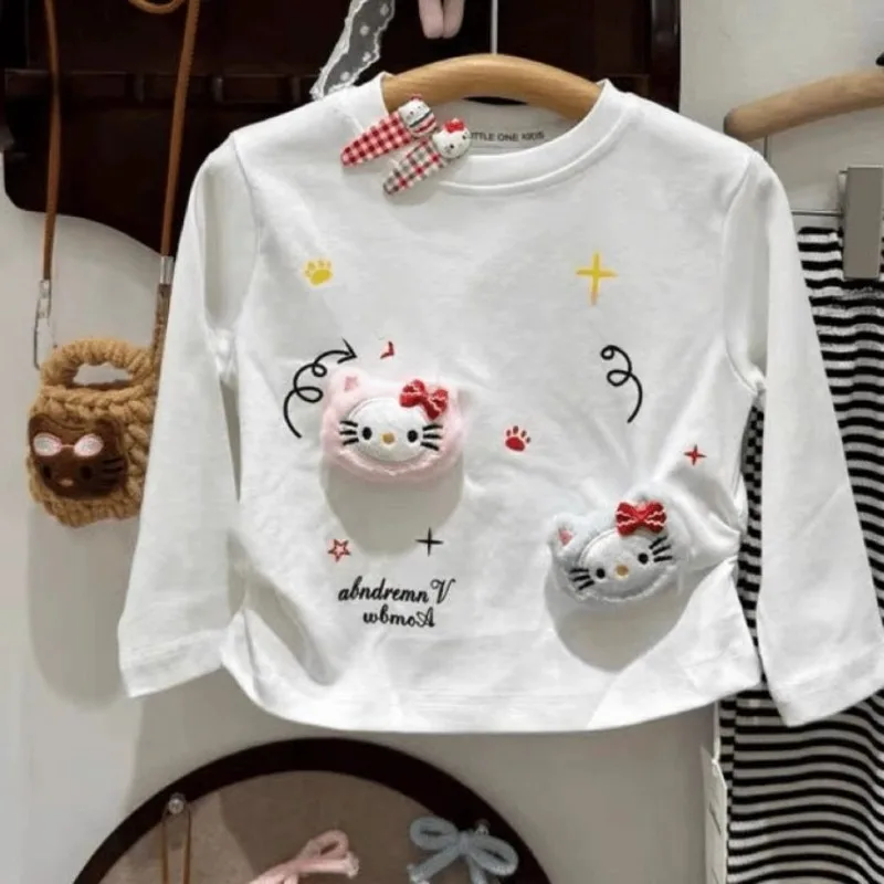 

Kawaii Hello Kitty Sanrio Children Cute Long Sleeve Jacket Student Comfortable Sweatshirt Sportswear Birthday Gift for Girls