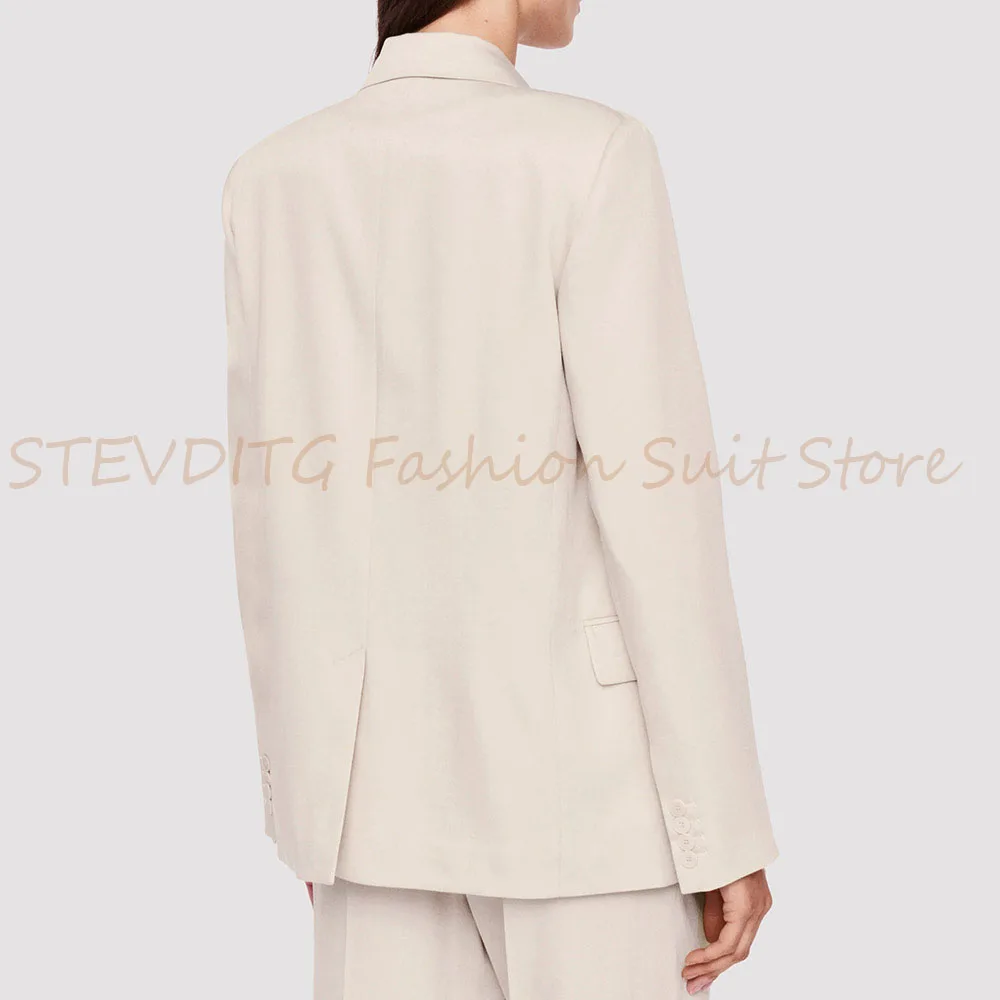 Fashion Women's Two Pieces Suit Set Double Breasted Peak Lapel Jacket Pants Sets Office Banquet Business Causal Female Clothing