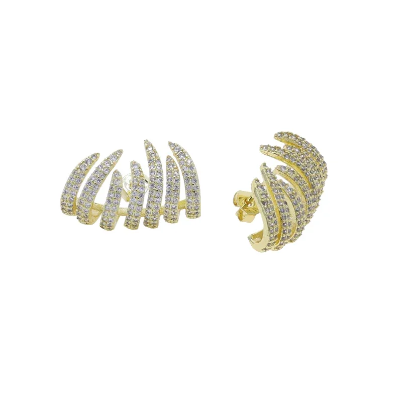 New Fashion High Quality Micro Pave Bling Cz Cluster Earring Sparking Gorgeous Women Wedding Engagement Gift Jewelry Wholesale
