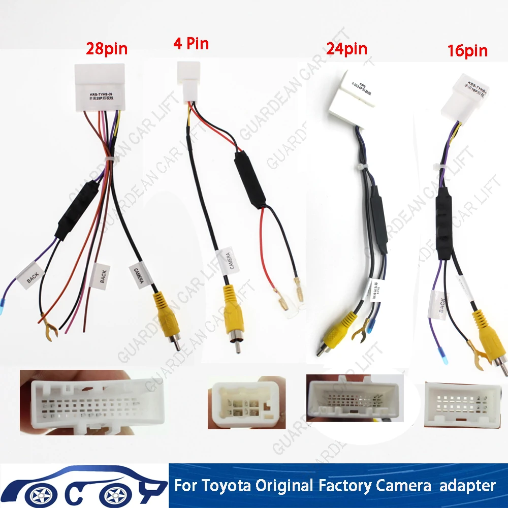 (5PCS A SET)4-16- 24-28PIN Car Reverse Camera Output Video Adapter Wiring Cable For Toyota Original Factory Camera Video Output
