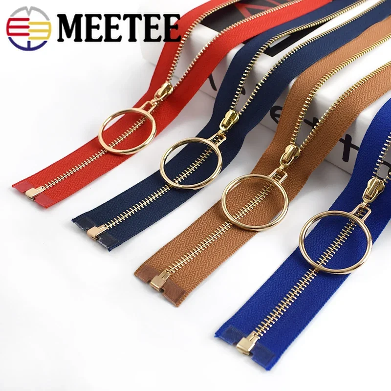 

2/5Pcs Meetee 3# Metal Ring Zipper 40-70cm Open-End Gold Silver Tooths Zip for Sewing Bags Jacket Skirt Repair Kit DIY Accessory