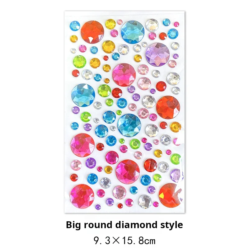 Colorful Gem Sticker Acrylic Crystal Sticker Diy Three-dimensional Decorative Rhinestone Girls Diamond Sticker For Children