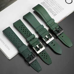 Green Fluoro Rubber Watchband 20mm 22mm Sport Watch Strap Waterproof silicone For Seiko Rolex Omega Tudor Men's Bracelet