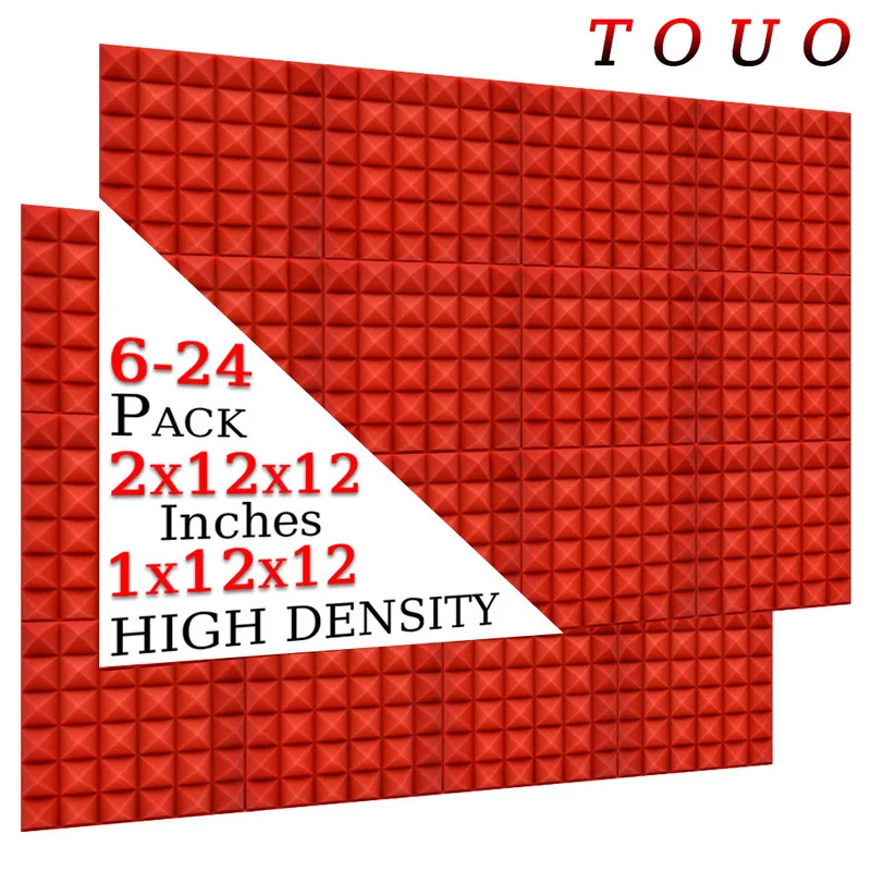 

TOUO Pyramid Acoustic Foam 6/12/24 Pcs Flame-Retardant Soundproof Panels Sound Absorbing Ceiling Home Studio Acoustic Treatment