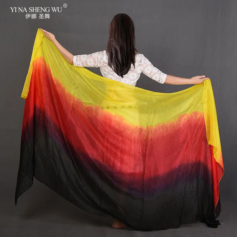 Belly Dance 100% Real Silk Veil Gradient Colors High-end Mulberry Silk Veil Dance Professional Hand Thrown Scarf Adult Children