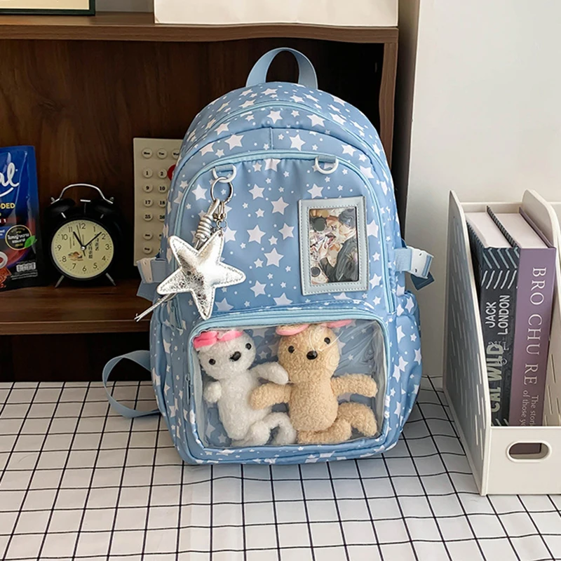 HAEX Aesthetic Women Ita Bags 2025 Clear Window DIY Doll Show Students Commute Backpacks Large Capacity Casual Daily Bolso Mujer