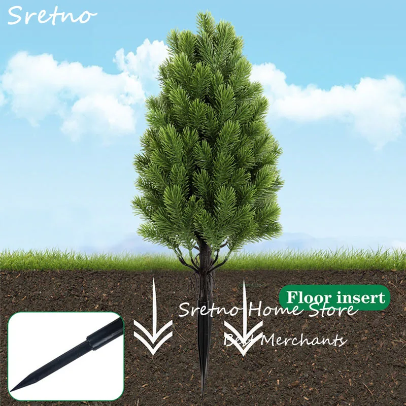 

SRETNO New PE Resin Simulated Green Plants Pine Needles, Ground Inserted Trees, Indoor and Outdoor Christmas Home Decorations