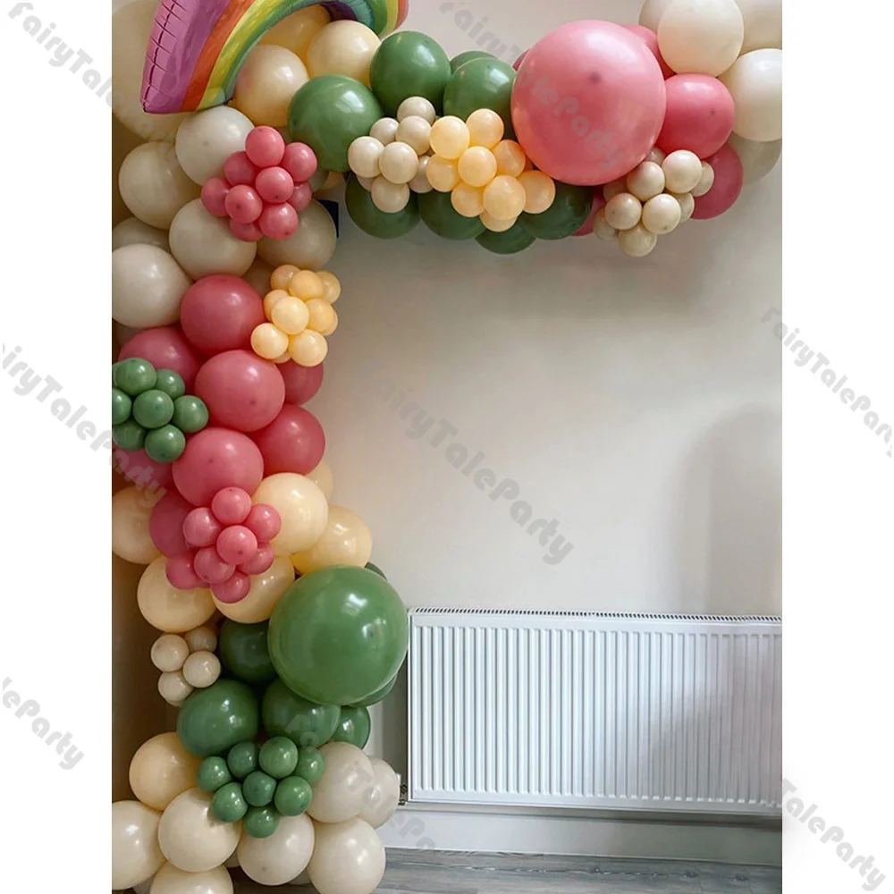 139/151pcs Pastel Balloon Garland Kit Dusty Pink Green Rainbow Foil Balloon Arch 1st Birthday Party Baby Shower Wedding Decor