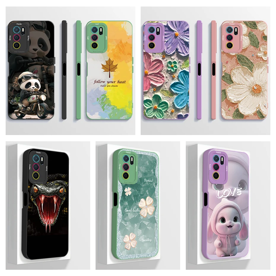 For OPPO A16 A16S Case Oppo A54s CPH2273 Cute Panda Liquid Silicone Phone Case Back Cover For Oppo A 16 16S CPH2269 Bumper Shell