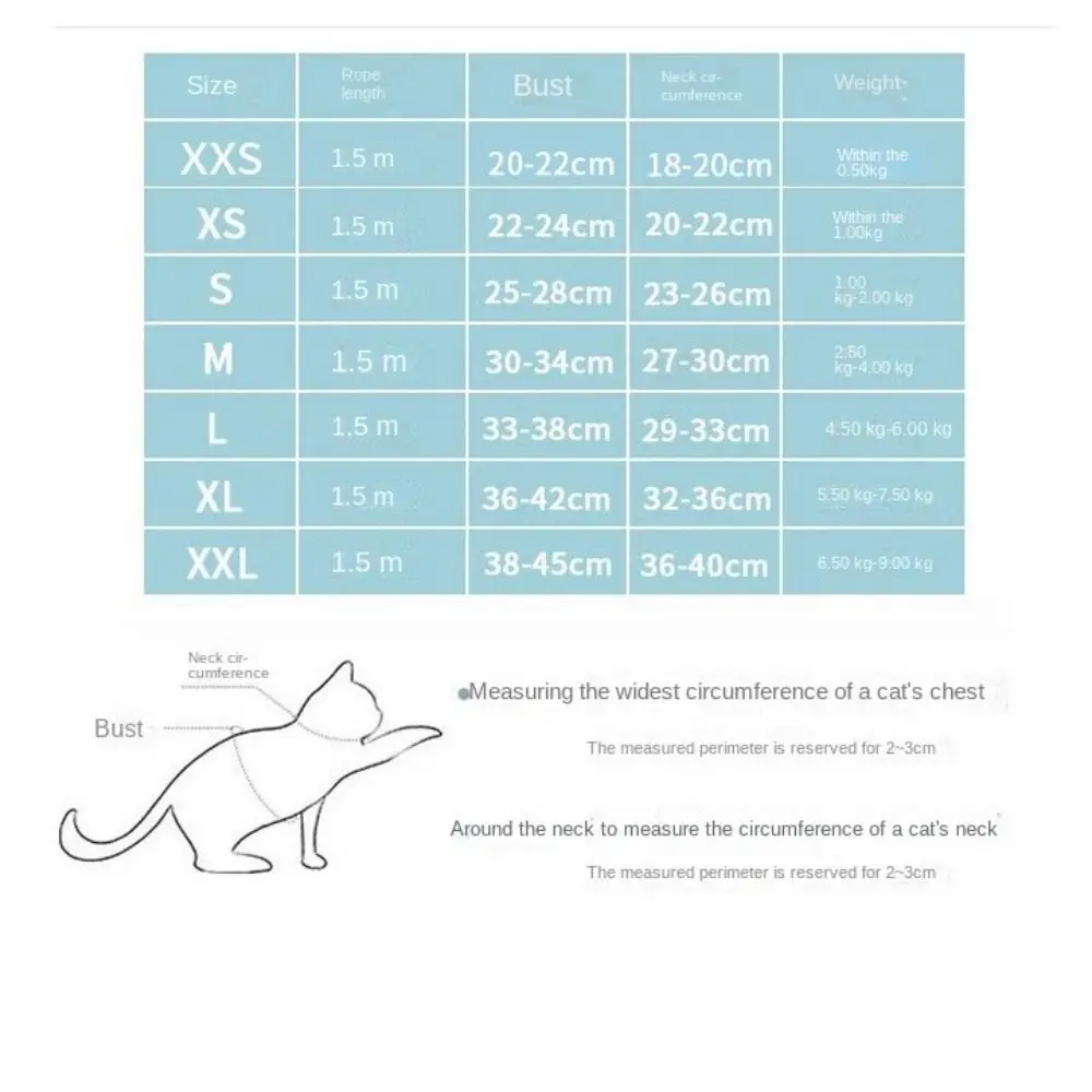 Cat Supplies Reflective Pet Chest Strap Anti Escape No Pull Cat Harness Vest Breathable Adjustable Dog Traction Rope Kitten