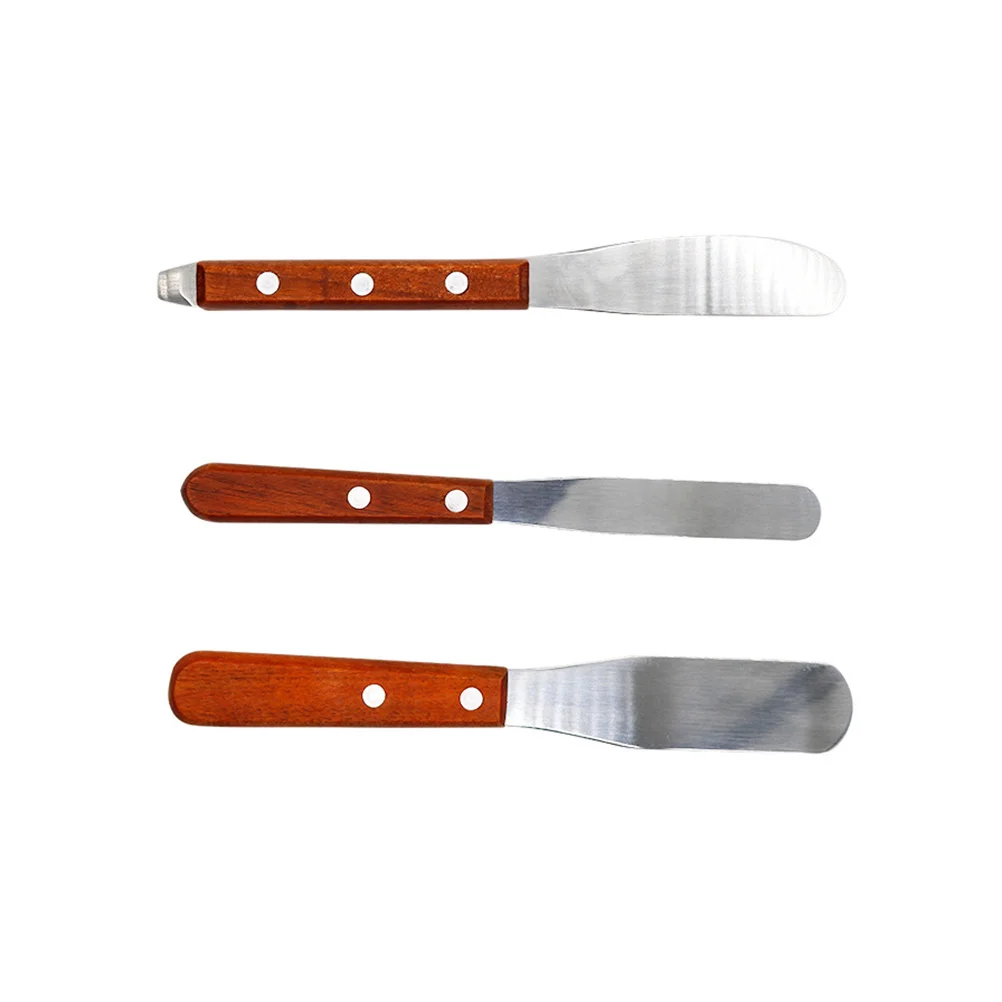 3 Pcs Plaster Spatula Mixing Professional Blender Dental Impression Materials Tool Wooden Handle Stainless Steel