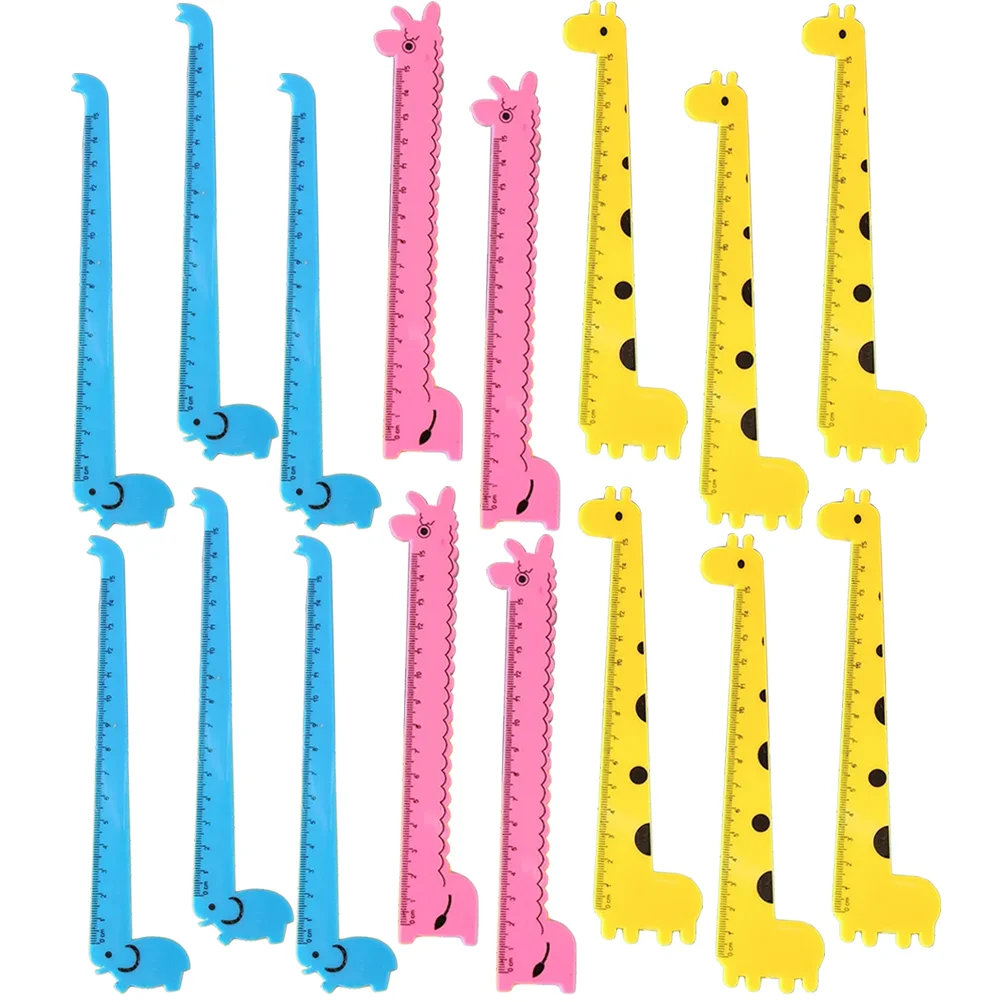 30 Pcs Multi-function Kids Ruler Giraffe Household Straight Educational Supplies Plastic Creative Rulers Child