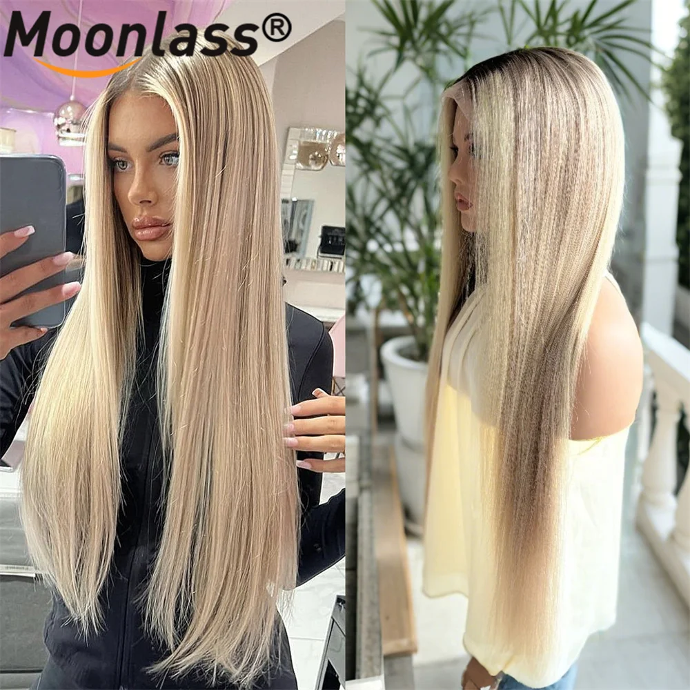 Trend Highlight Beige Blonde Wig Human Hair 13x4 Transparent Lace Front Human Hair Wigs Balayage Pre Plucked Remy Human Hair Wig