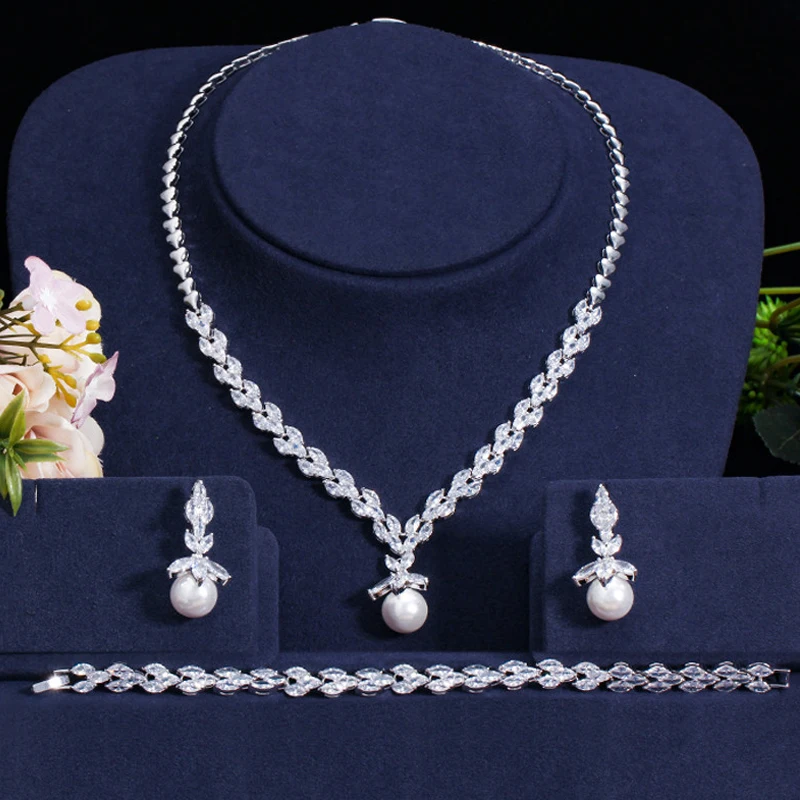 tres partes zirconia cubica conjunto de joias para as mulheres brincos pulseira colar casamento nupcial tz984 01