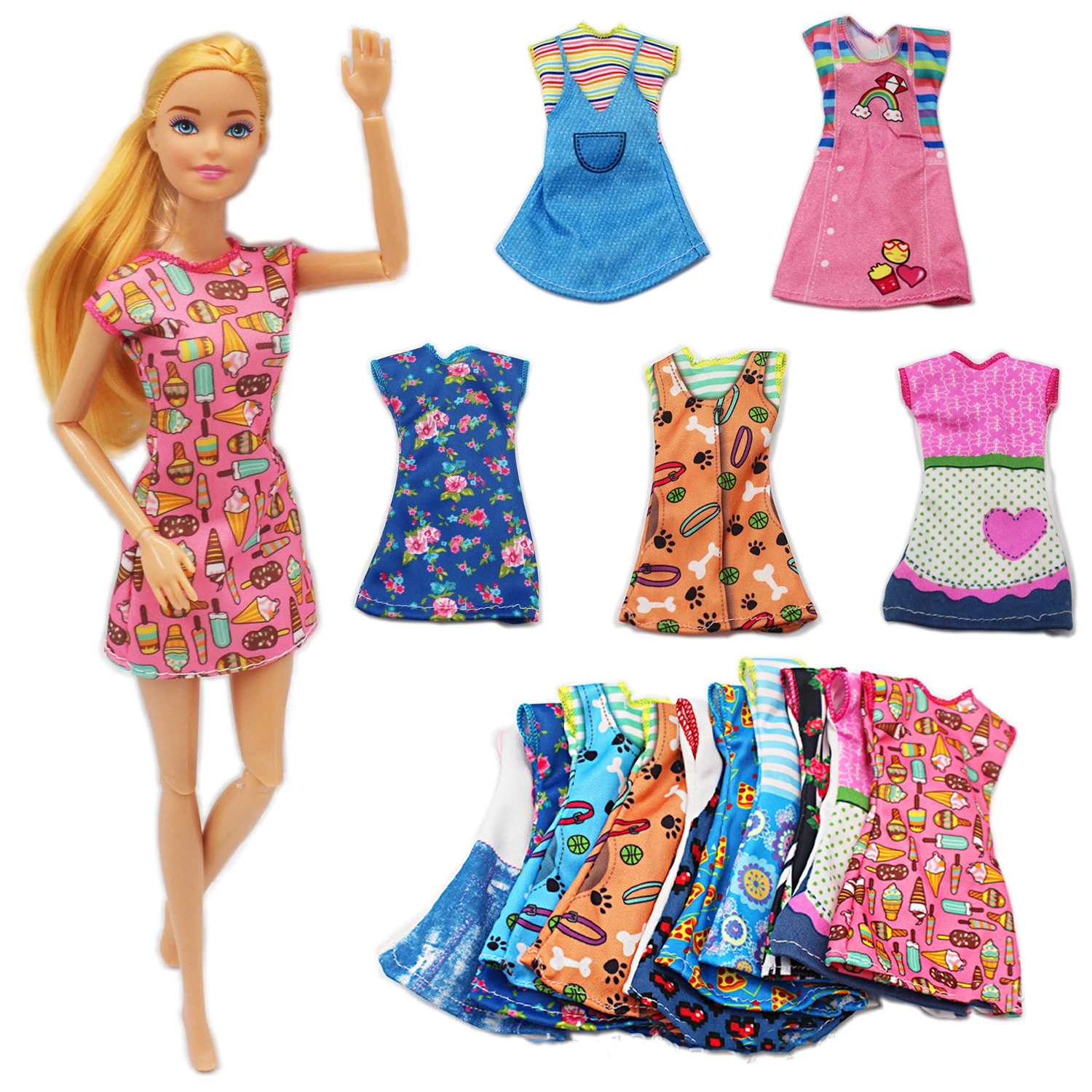 30cm Girl Princess Doll Dress Up Fashion Single Piece Many Beautiful Clothes Dress Up Short Skirt Girl Doll Clothes Accessories