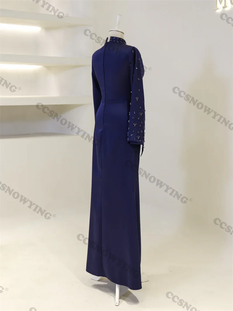 Beaded Brand new  High Neck  Long Sleeve  Formal Occasion Dresses Arabic Dubai Kaftan Evening Dress