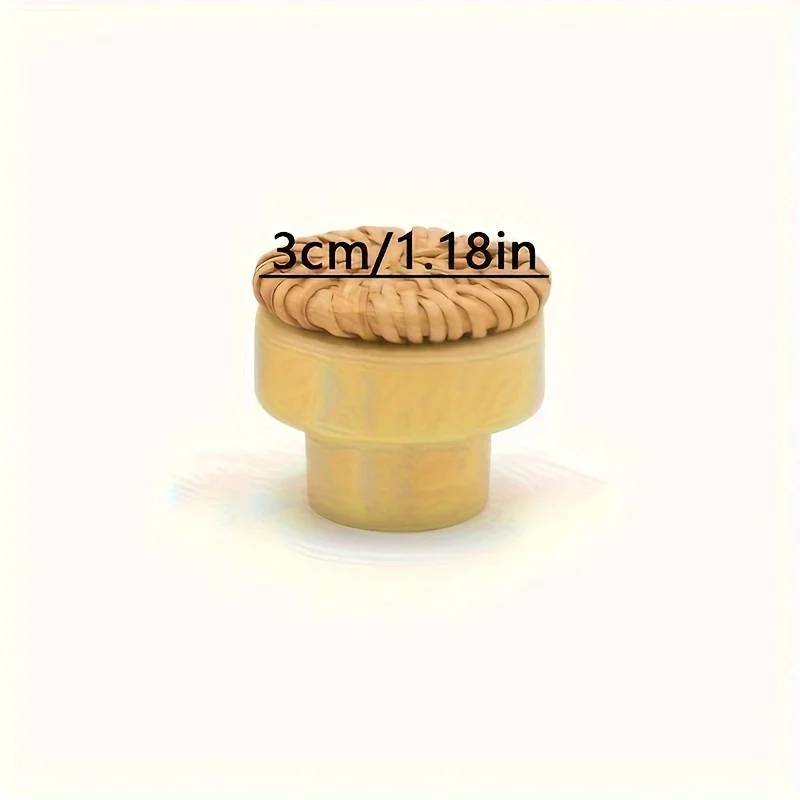 6 Pack Boho Rattan Dresser Knobs Durable Beech Wood Drawer Knobs Handmade Wicker Woven Pulls with 6 Screws