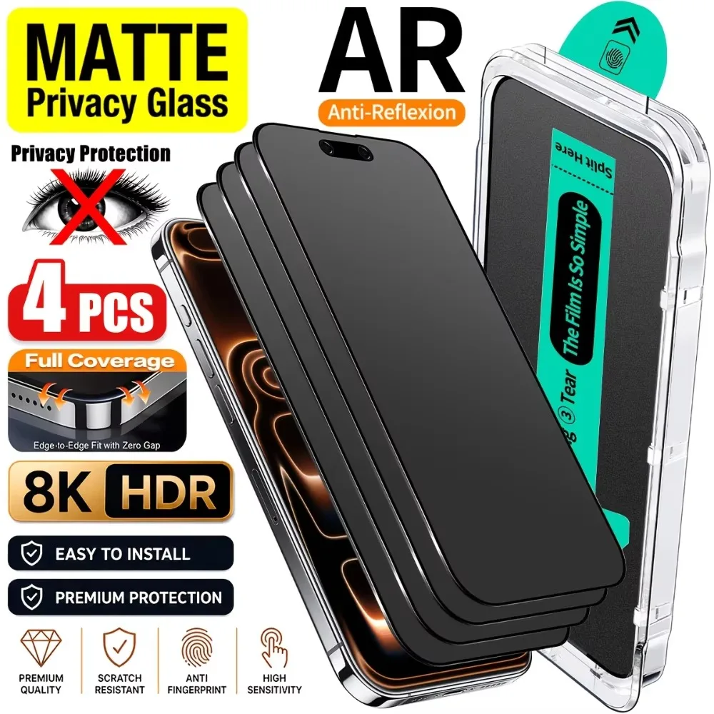 Matte Privacy Screen Protector For iPhone 18 Pro 17 16 15 14 13 12 11 Pro Max Air 16e XS X XS Frosted Anti-Spy Tempered Glass