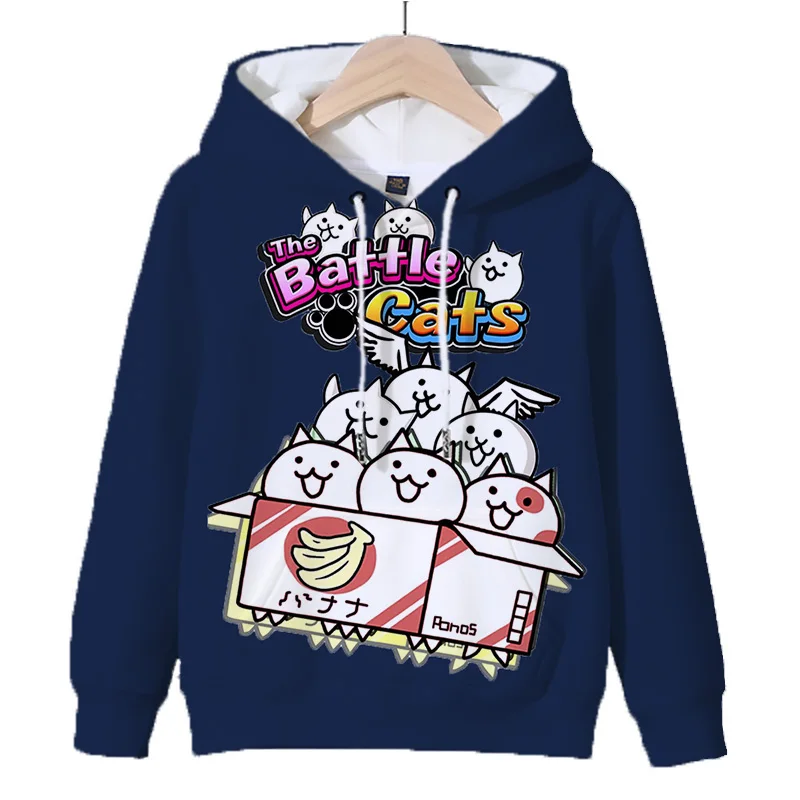 Cartoon Game The Battle Cats Hoodies for Kids Boys Casual Outerwear Children Sweatshirts Kawaii Girls Pullover Tops Sudadera