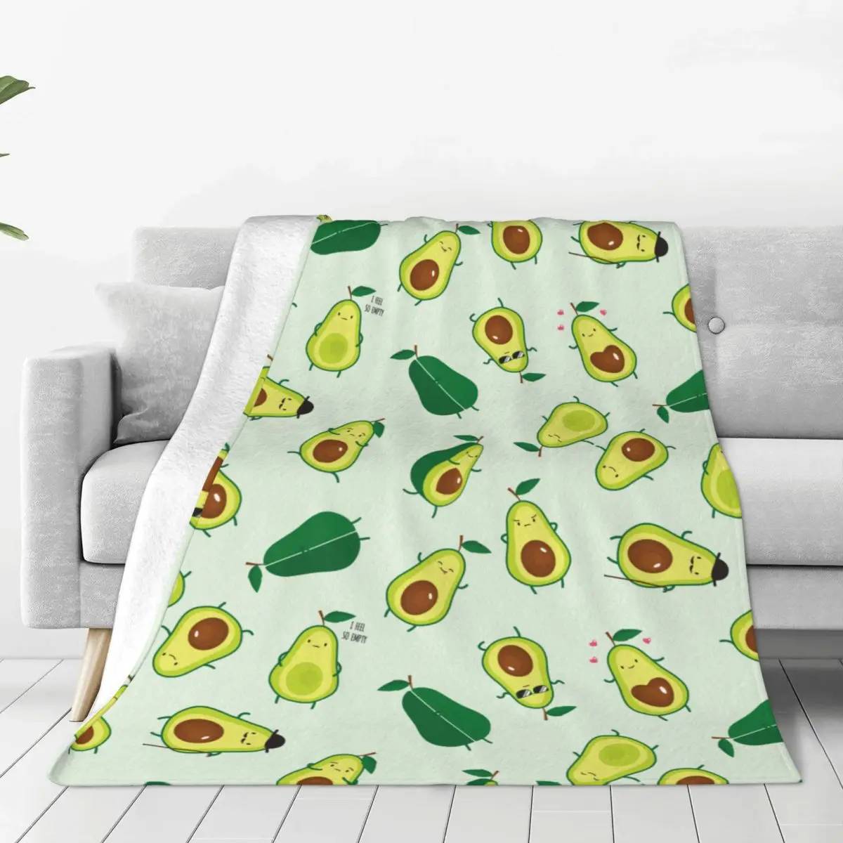 Cute Green Avocado Flannel Throw Blankets Avocados Lover Blankets for Home Outdoor Ultra-Soft Plush Thin Quilt