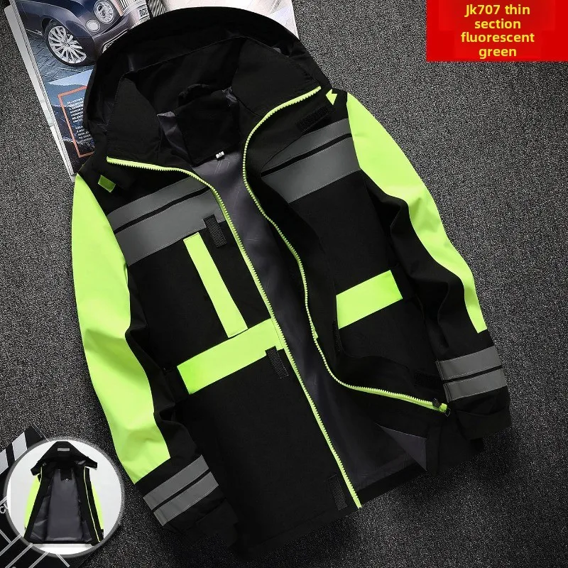 Men's thin cold-proof reflective overalls engineering field tooling tops are loose