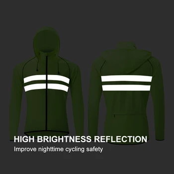 HISERWA Cycling Windbreaker Windproof Waterproof Reflective Bicycle Jacket Ultralight MTB Road Bike Jersey Portable Cycling Coat 3