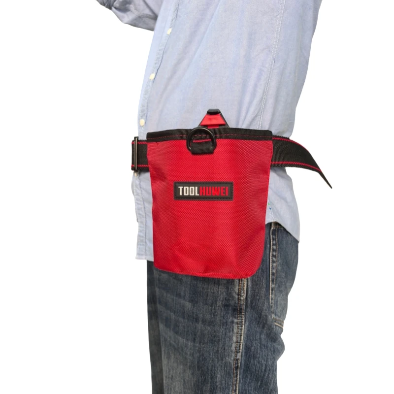 TOOLHUWEI Outdoor Waterproof Fishing Pouch Red High-capacity Portable Fishing Tool Bag Spring Clip Design Nails & Parts Toolkit