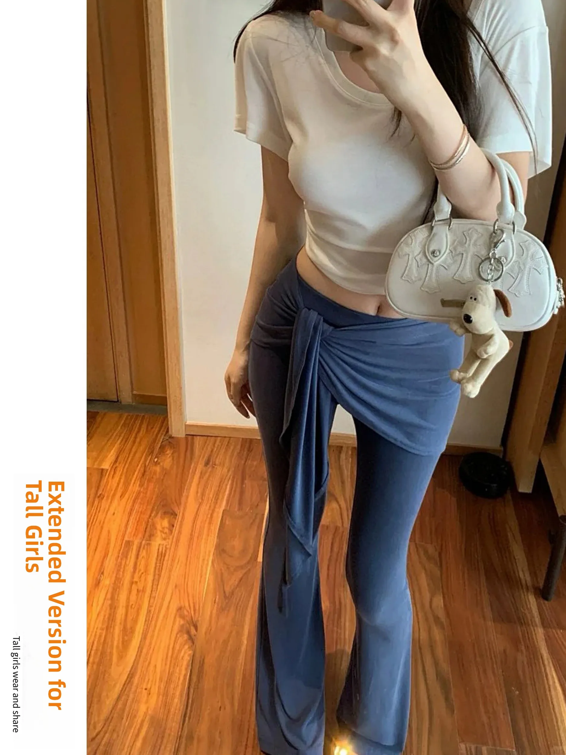 Pantalones de Yoga acampanados de cintura alta extendidos para mujeres más altas de 75cm con lazo en la cintura, pantalones informales adelgazantes hasta el suelo