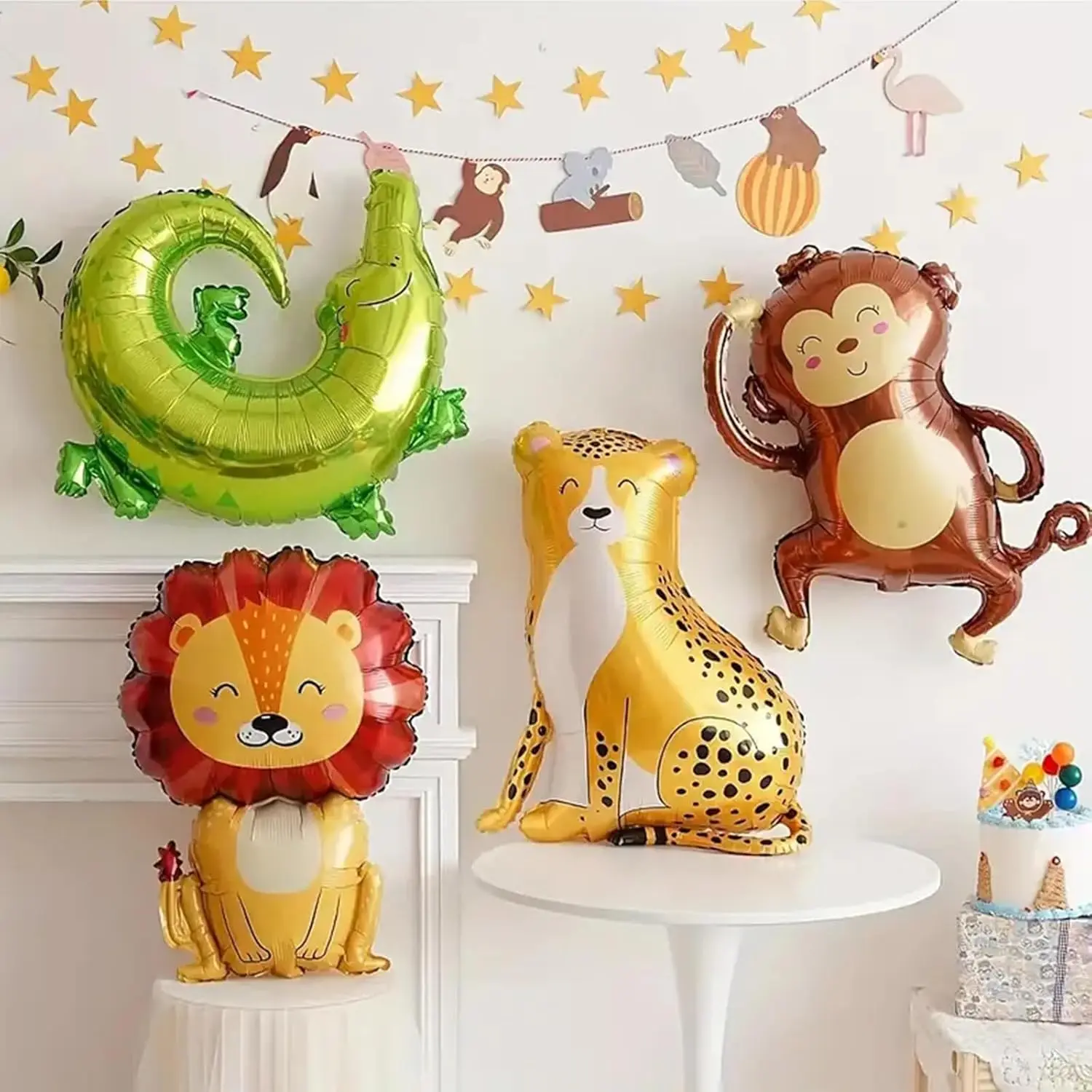 

Jungle Safari Theme Foil Balloons Animal Shapes for Birthday Party Decorations Thanksgiving Holiday Events Kids Photo Backdrop