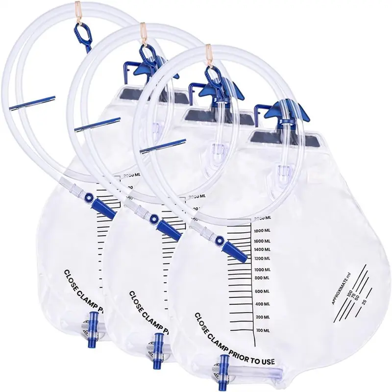 

CHCH Anti-Reflux Chamber Catheter Bags-Individually Wrapped 3 PCS 2000 Ml Urine Drainage Bags With Drainage Tube