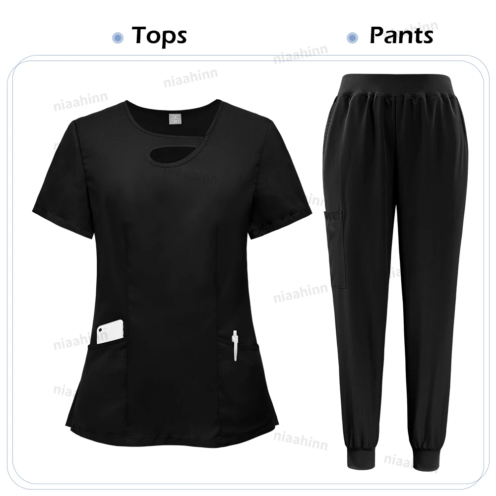 Niaahinn Mode Krankenhaus Uniformen Krankenschwester Schönheit Dental Salon Arbeitskleidung Uniform Medizinische Peelings Sets für Frauen Atmungsaktive Peeling – Detail 10