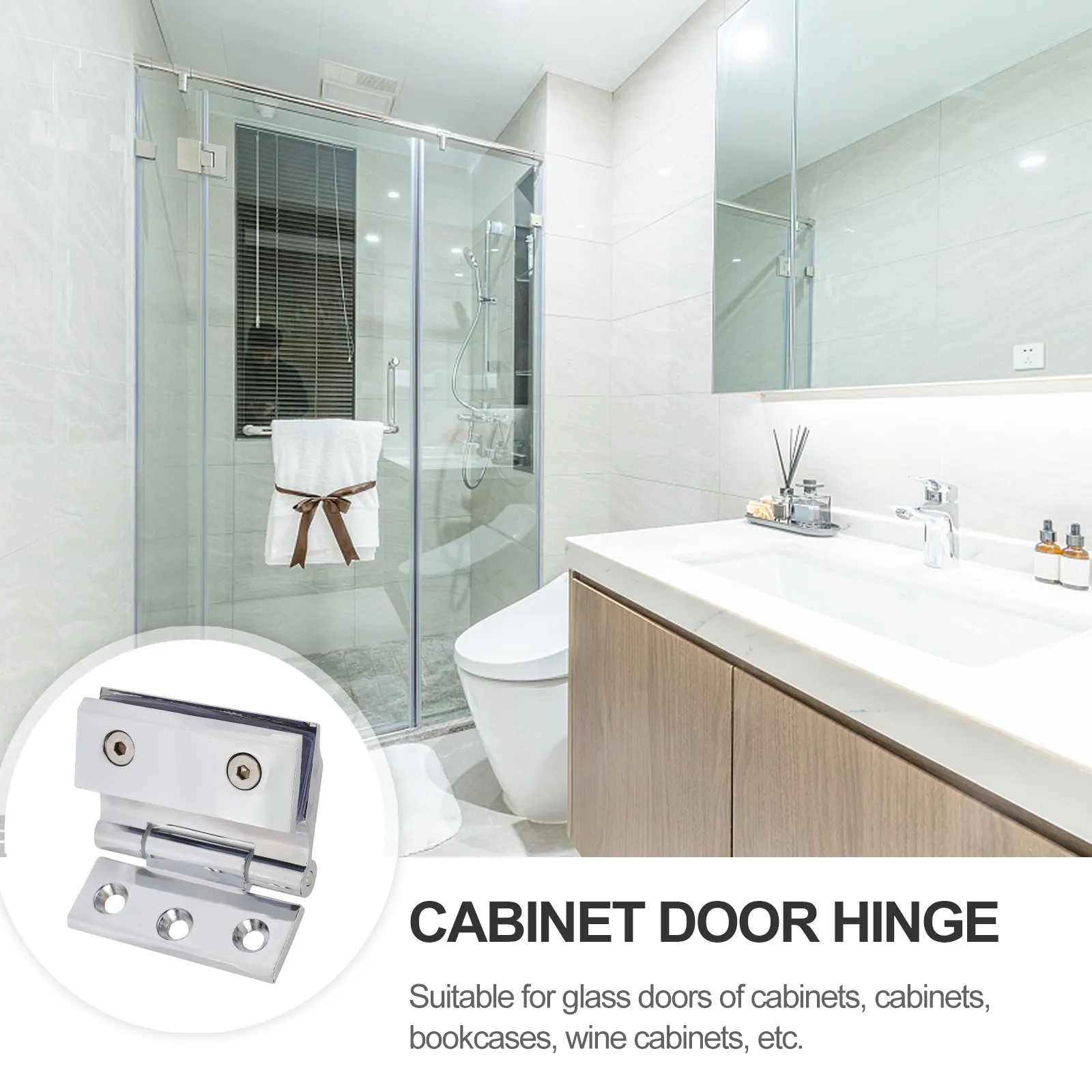 

1Set Zinc Alloy Glass Door Hinge for Bathroom Shower Room Wine Cabinet Display Cabinet Rustproof Quiet 90 Degree Soft Close