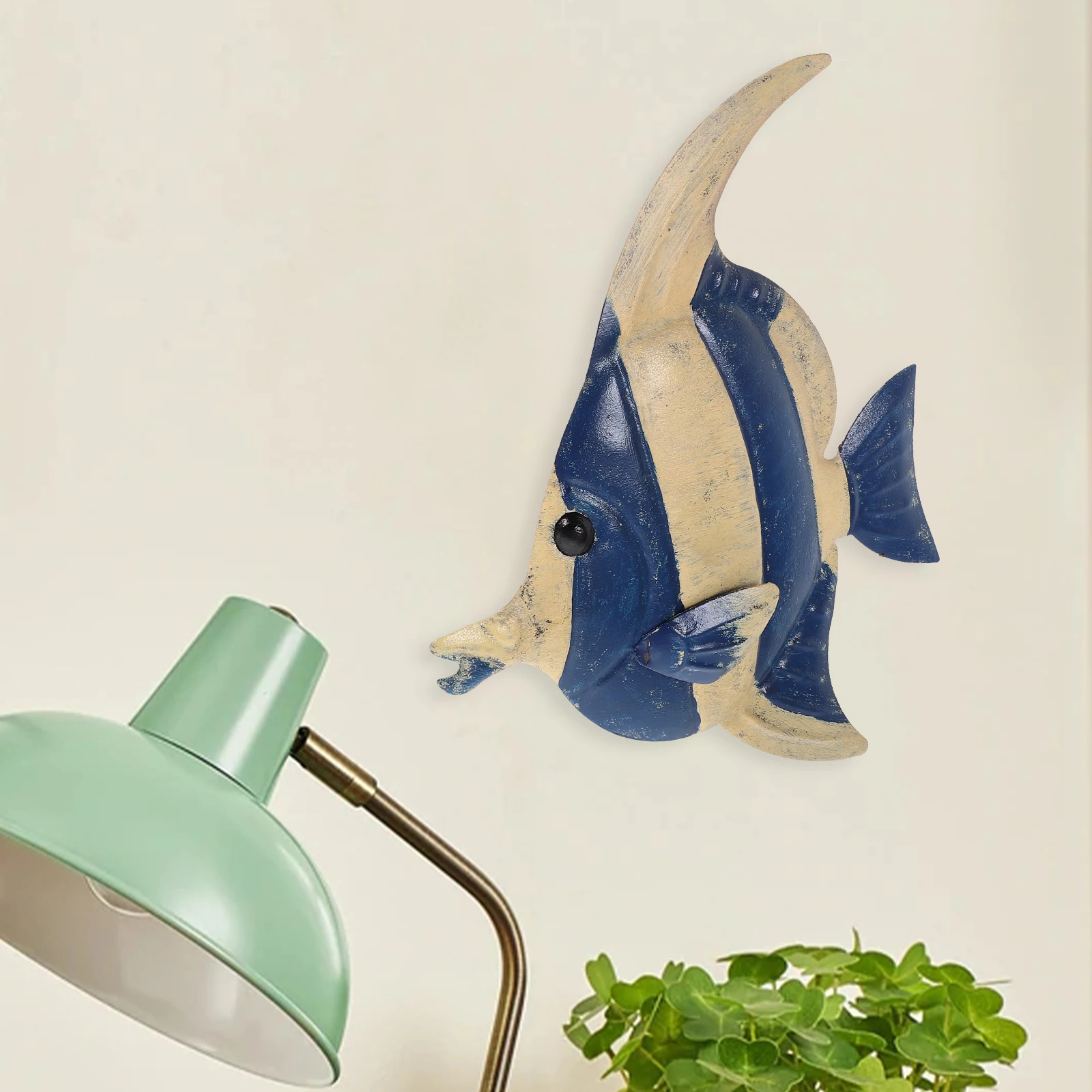 

Iron Tropical Fish Wall Decor Home Garden Hanging Accessories Striped Wrought Decoration Living Room Art Craft Refined Beautiful