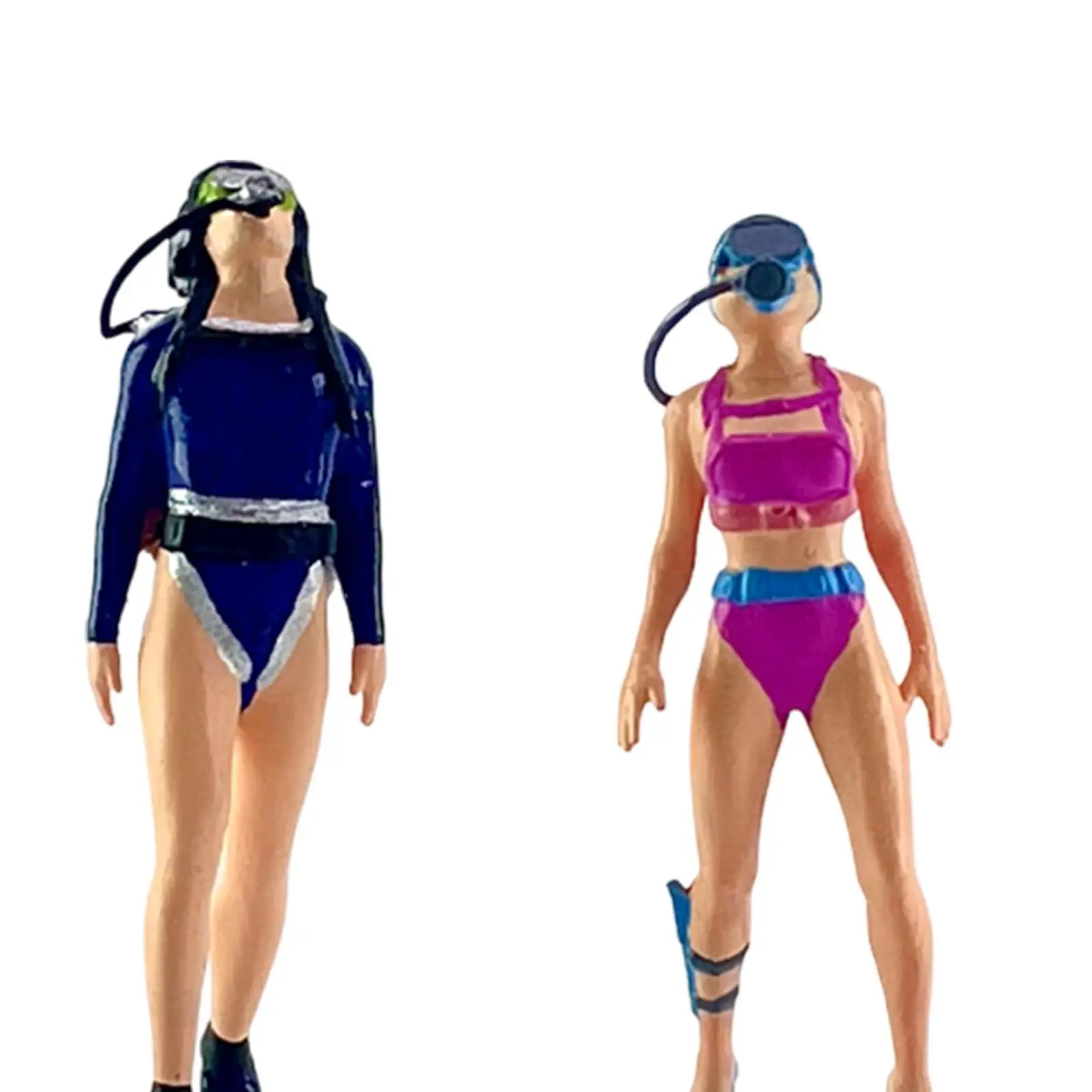 2 stuks 1/64 schaal zeemeermin duikfiguren miniatuur menselijke beeldjes voor diorama landschap miniatuur scène landschap foto rekwisieten