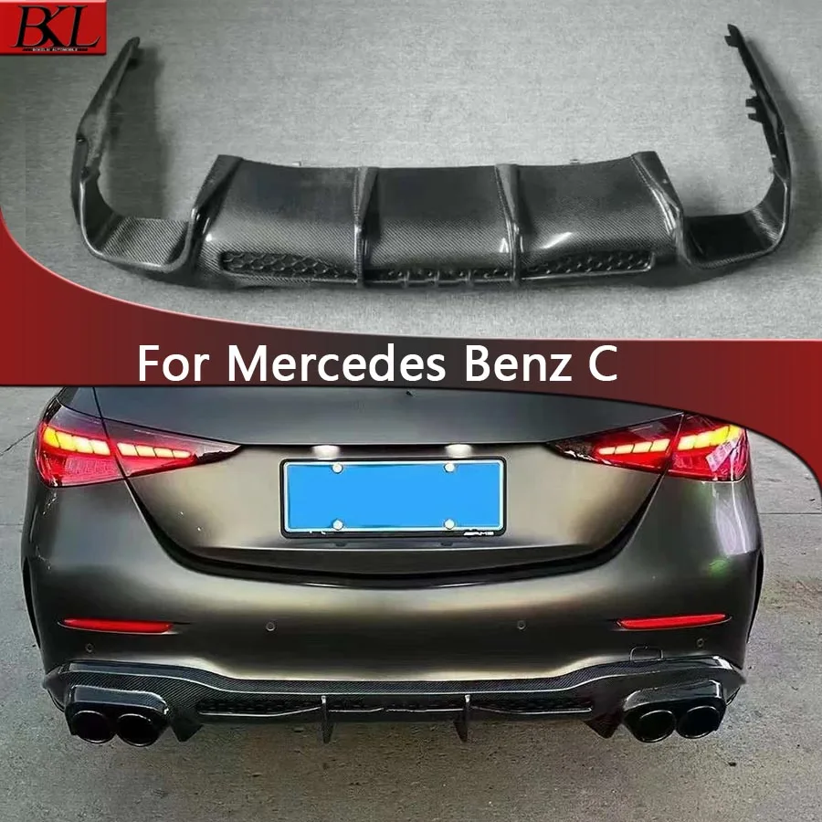 

Диффузор для заднего бампера Mercedes Benz C Class W206 C43 C60 C200 C260 2022 дюйма из углеродного волокна, задние разветвители, спойлер, задняя губа