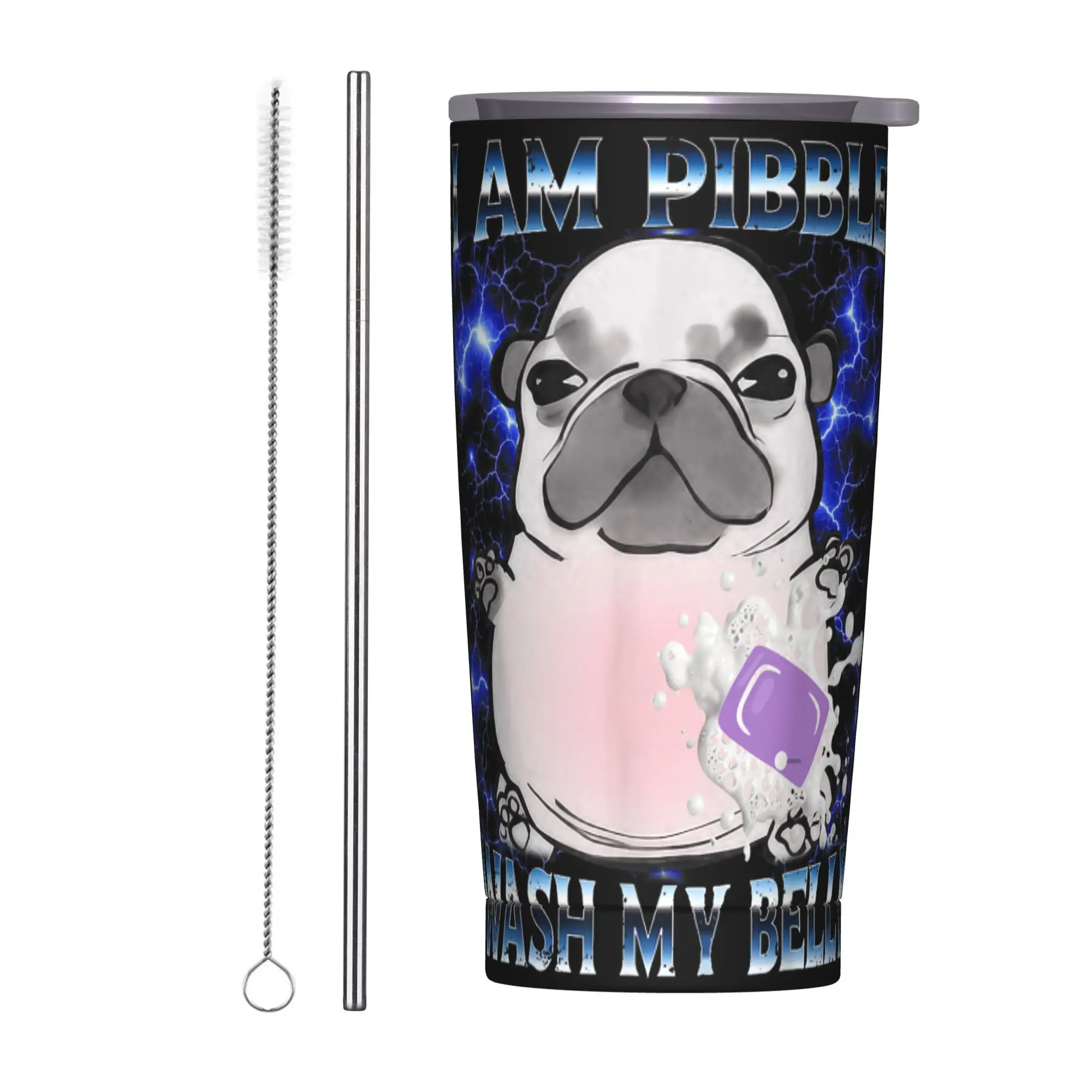 

20 унций I Am Pibble Wash My Belly Pibble Meme Вакуумный изоляционный стакан Забавные кружки для собак Brainrot Автомобильная портативная чашка с двойными стенками
