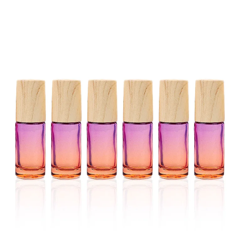 5/10/20/30/50 Stuks Dikke Glazen Roll Op Flessen 5Ml Gradiëntkleur lege Fles Roller Ball Fles Voor Essentiële Olie Reizen Kit