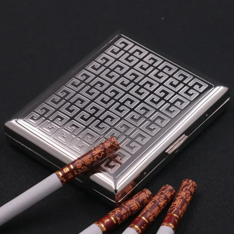 

Vintage Metal Personality Smoking Cigarette Case Creative Men Cigar Tobacco Holder Pocket Box Holding 20 Regular Size Cigarettes