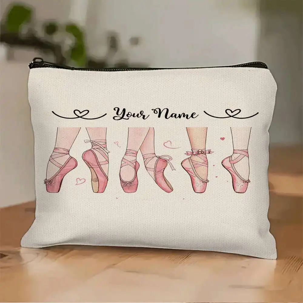 Single Ballet Shoes Printed Washbag Ideal for Makeup Cosmetics Featuringsturdy Fade Resistant Zipper Foldable Storage Solution